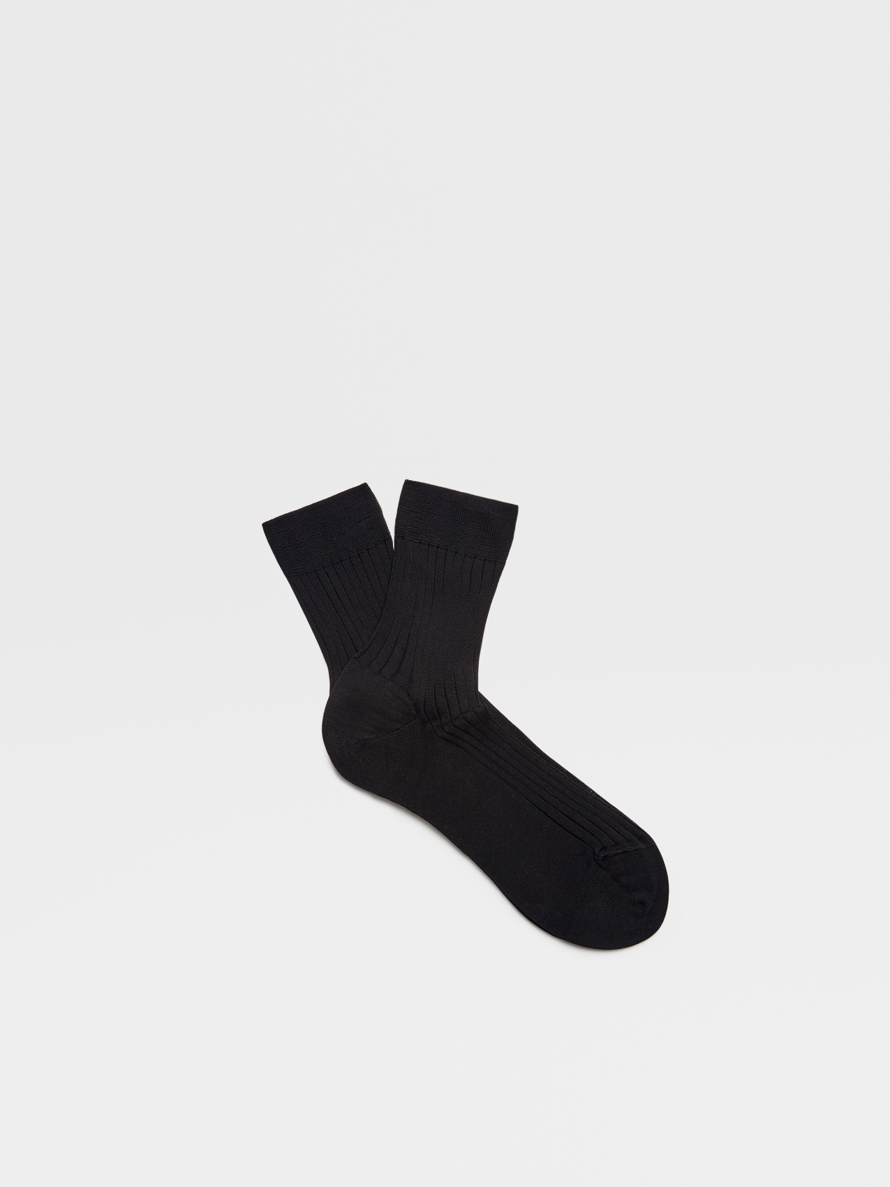 Black Cotton Ribbed Mid Calf Socks